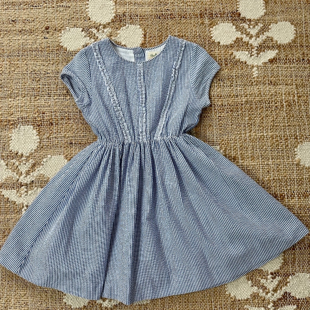 Olive Juice Blue Seersucker Dress